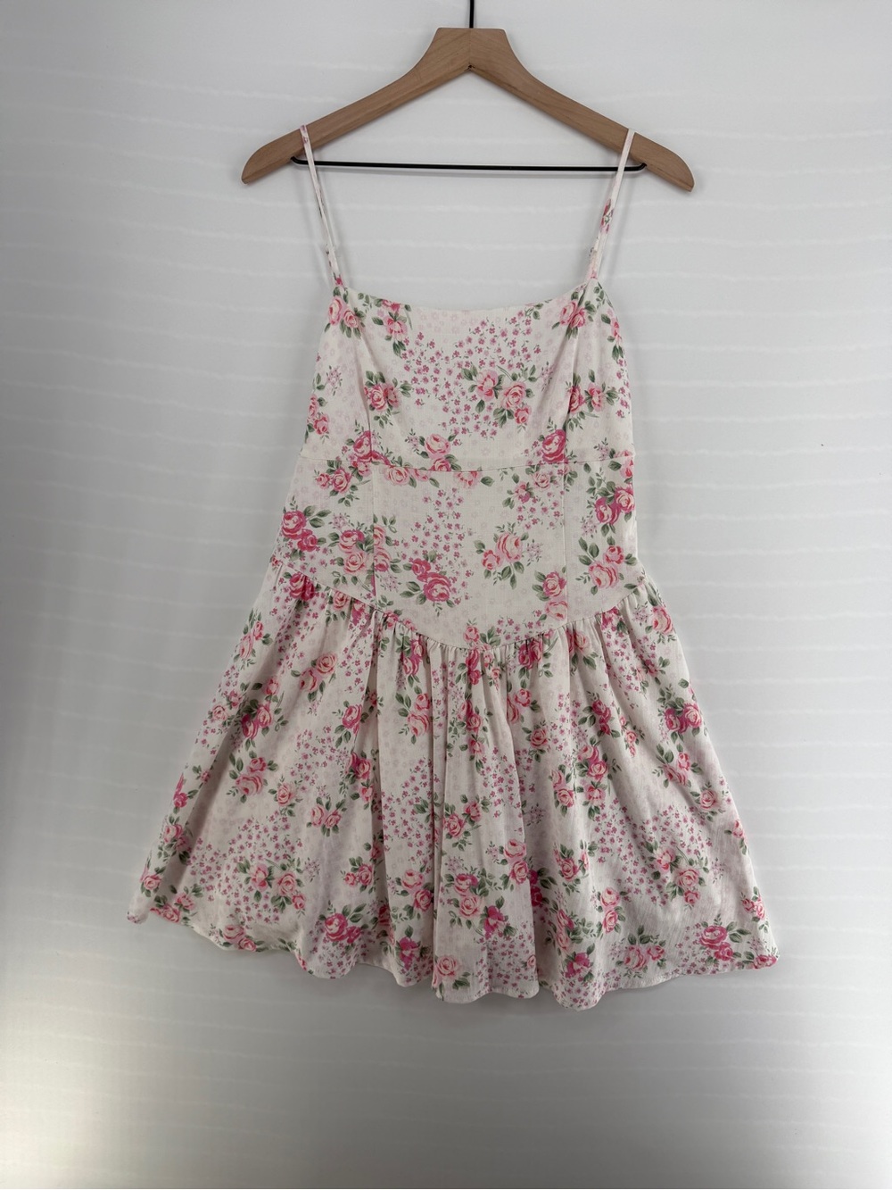 Altar’d State XL Pink Rose Floral Drop-Waist Mini Dress NWOT